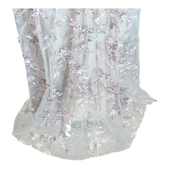 NWT MAC DUGGAL 70224 Pink Floral Applique Long Sleeve Illusion Gown Pink Size 8 - Picture 11 of 15